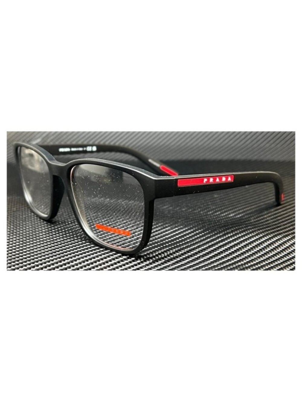 New PRADA LINEA ROSSA Men Black Rubber Eyeglasses 55-18-145